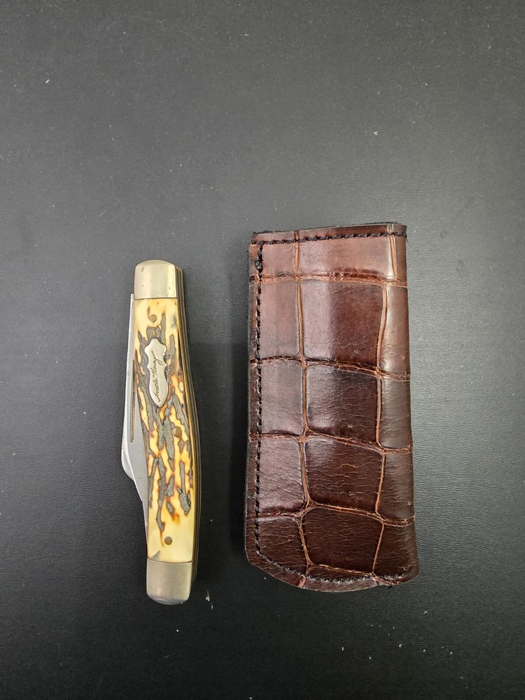 Old Timer Case Alligator Skin Sheath Boker Trapper Custom Knife Sheath New