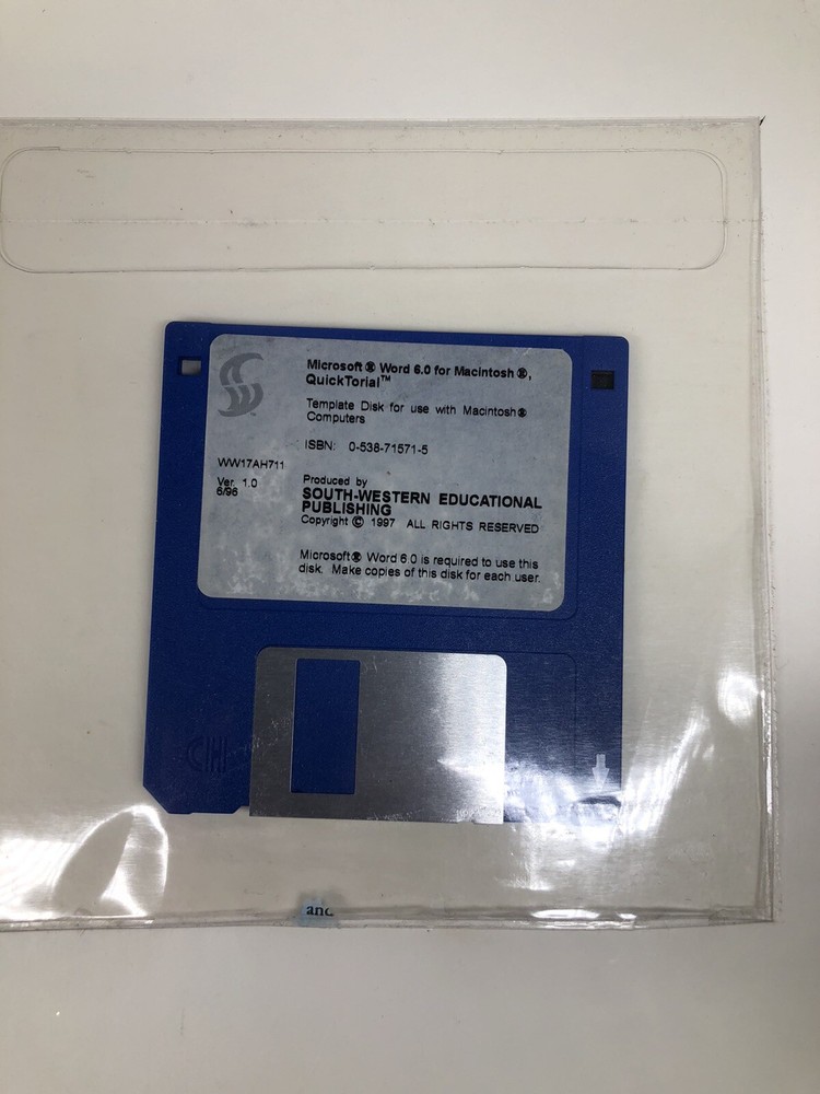 Microsoft Word 6.0 For Macintosh Includes Floppy Disk QuickTorial