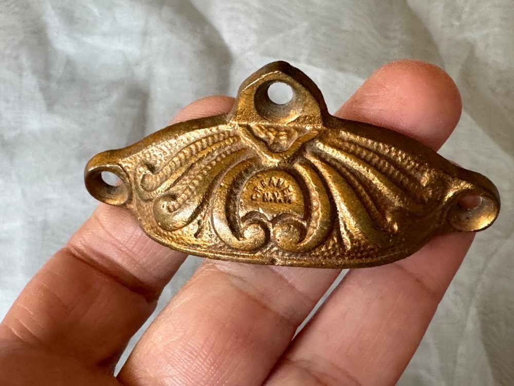 ANTIQUE Victorian Bronze Drawer Pull Apothecary Bin Cup Pull Hardware WG Creamer