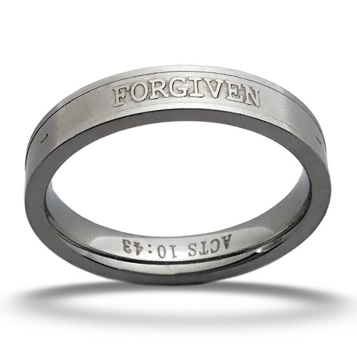 FORGIVEN Ring - Acts 10:43  (rabf) Stainless Steel