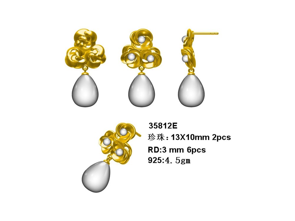 Sterling Silver Semi Mount Earrings Setting 13x10mm Pearl