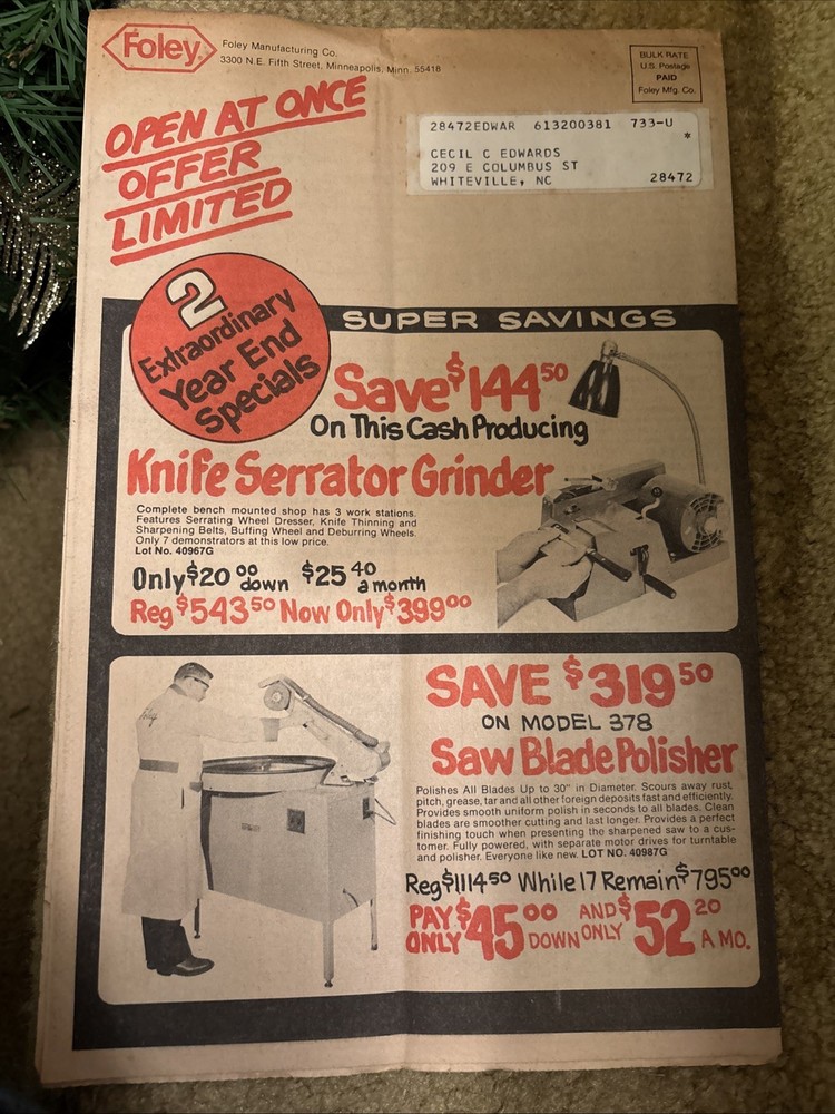 Sharpening Products advertisement, foley belsaw