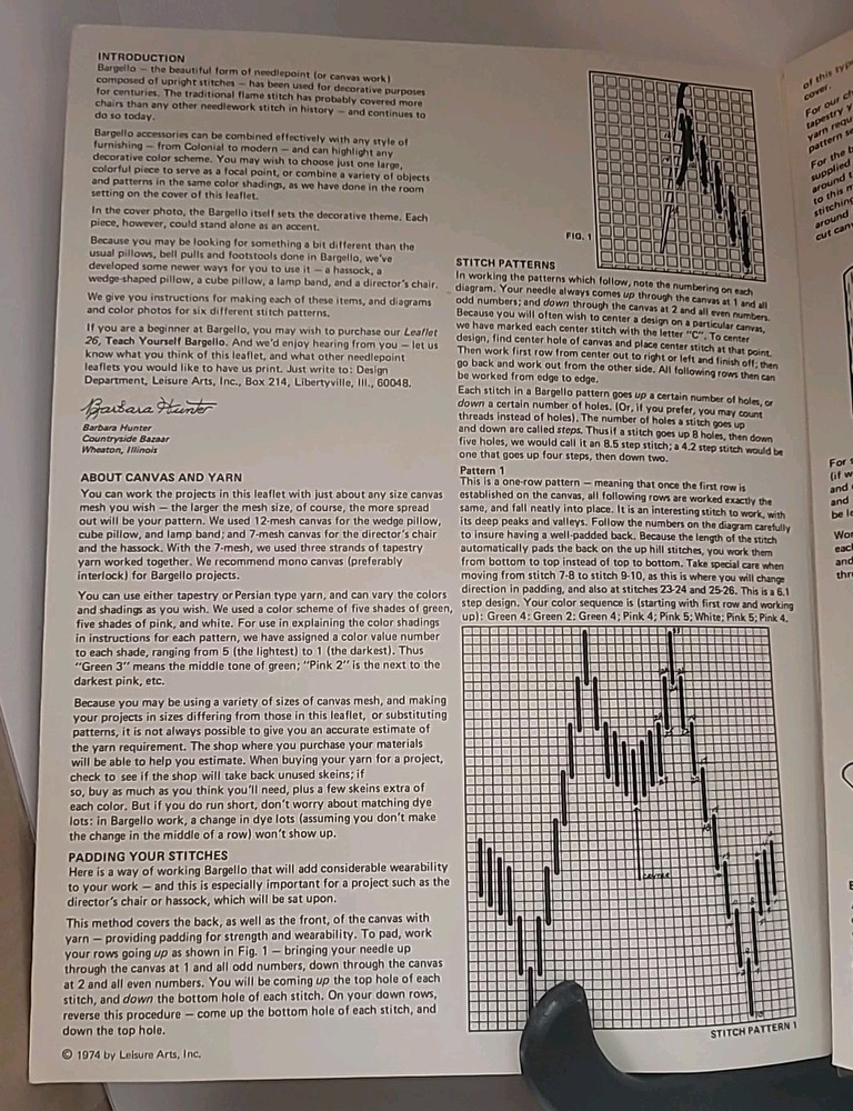 Leisure Arts 39 Decorating Bargello Needlepoint Canvas Designs Pattern Book NOS