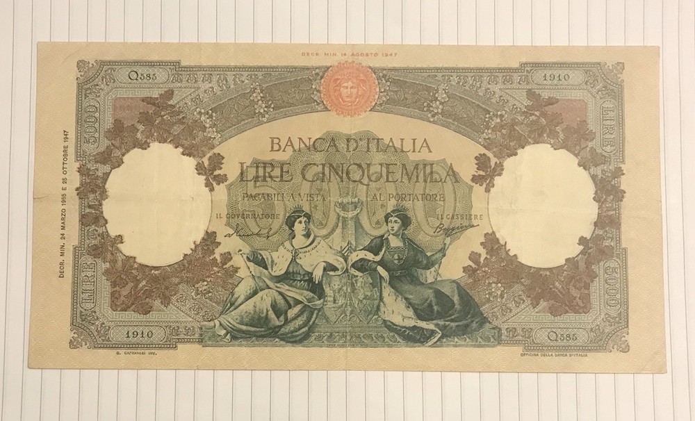 Italy 5000 Lire 1955 P-85c VF-