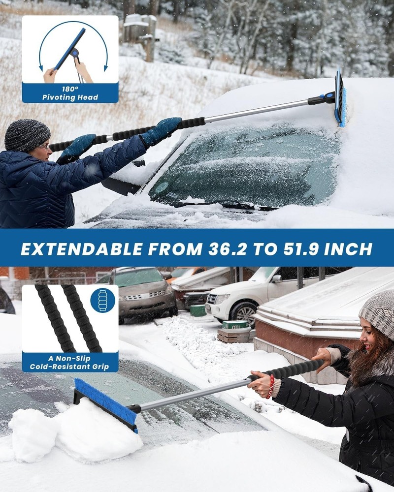 2025 Blue 55.7" Ice Scraper with Rotating Head - The Essential Winter Accessory