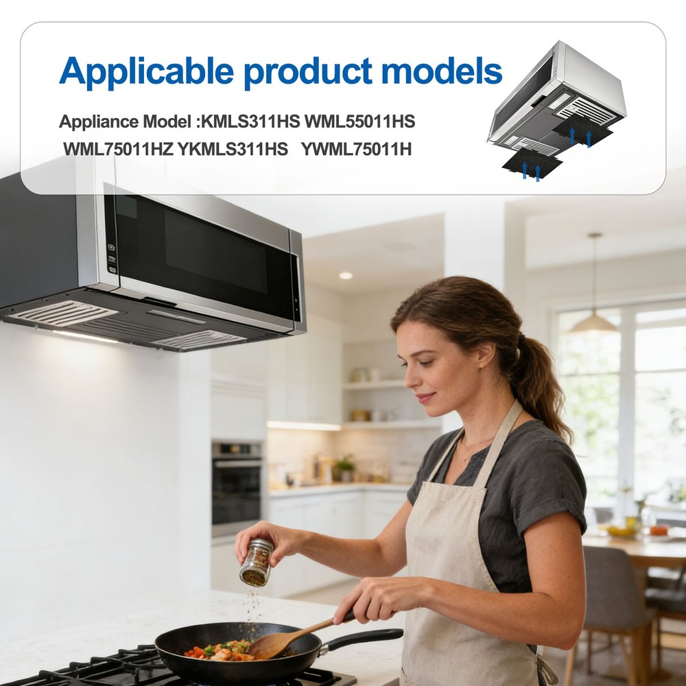 6PCS Microwave Charcoal Filter Replacement for KMLS311HS, WML55011HS, WML75011HZ