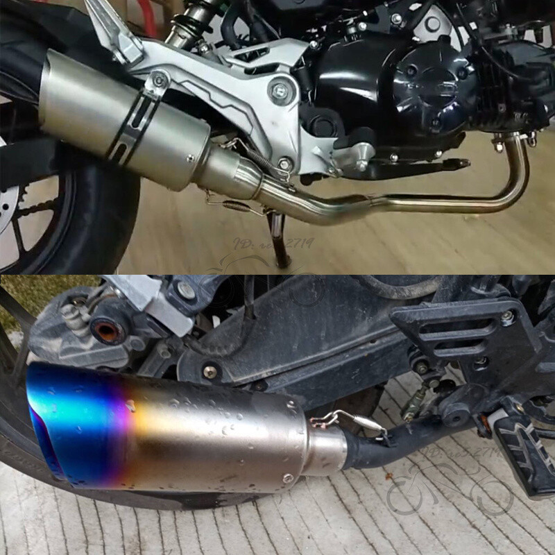Universal Exhaust Pipe Slip on 51mm Muffler Tips Black 250mm Modified System