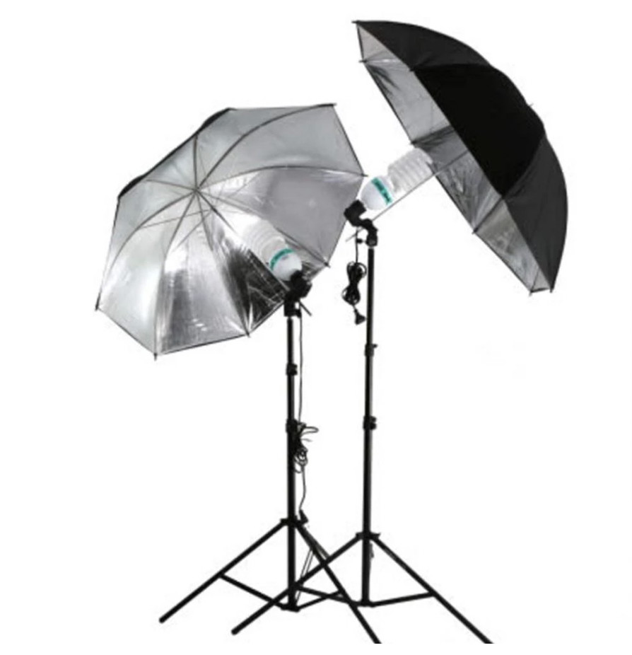 83cm 33" Photo Studio Flash Light Grained Black Silver Umbrella Reflective