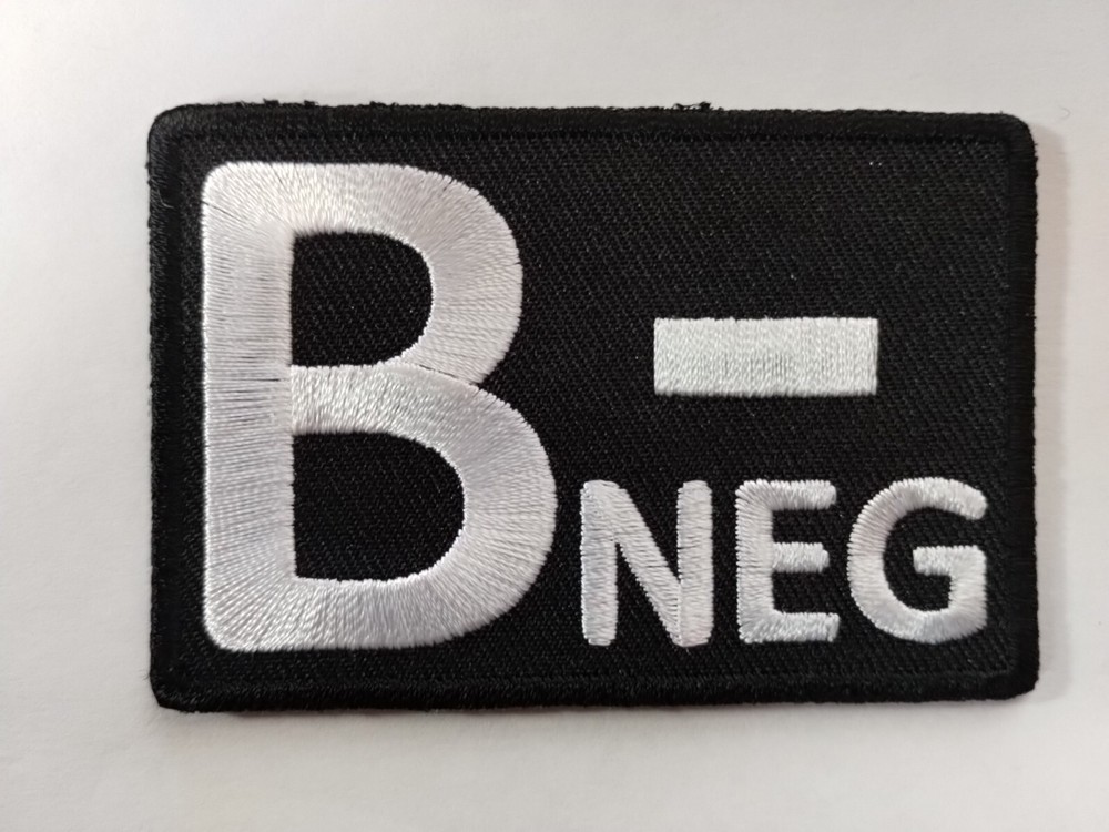 Blood Type ( B Negative) ID Patch Iron On 2 Inch By 3 In