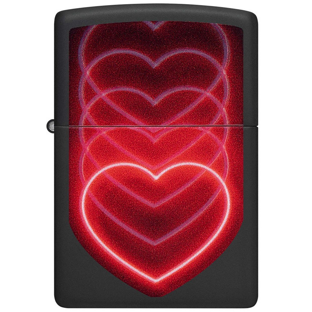 Zippo Windproof Lighter Glowing Hearts Design with Black Light Process 48593