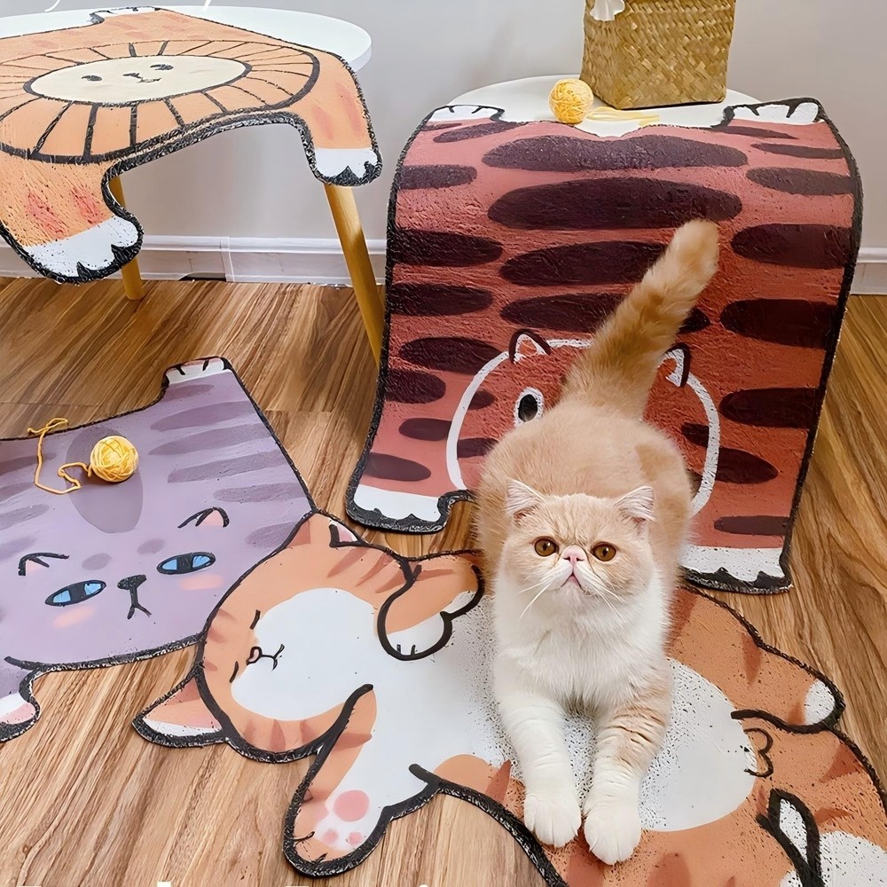 32"x20" Cat Litter Box Trapping Mat, Cute Kitty Design, Soft Comfortable, Eas...