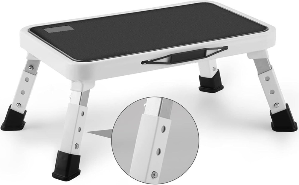 Folding Step Stool with Adjustable Height & Non-Slip Platform - 330 lbs Capacity