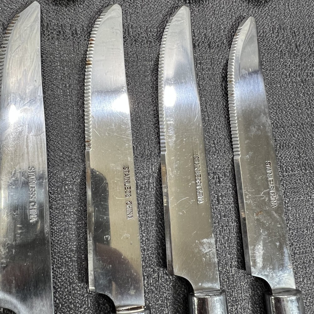 Vintage 20 Piece Butterscotch/Brown Plastic Handles Stainless Flatware