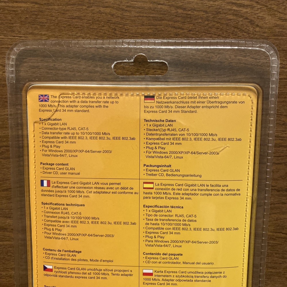 New Delock Express Card to Gigabit LAN Network Adaptor Windows 2000/XP/Linux C18