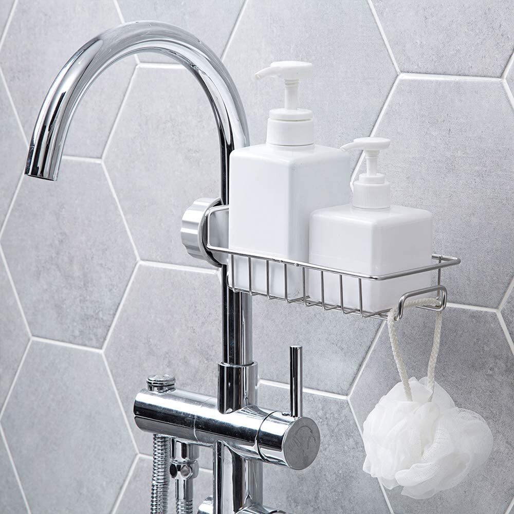 2Pcs Drain Rack Storage Holder for Shelf-Kitchen Sink Faucet Sponge Soap Cloth
