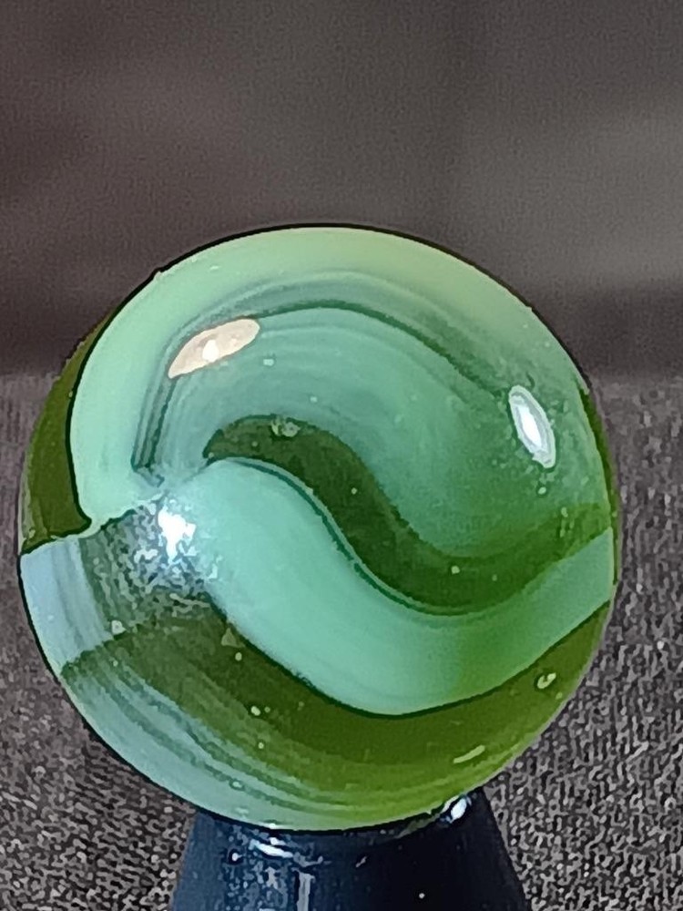 5/8" Master Light Sage Cloud White Brushed Patch on Clear Olive NM Marble A901