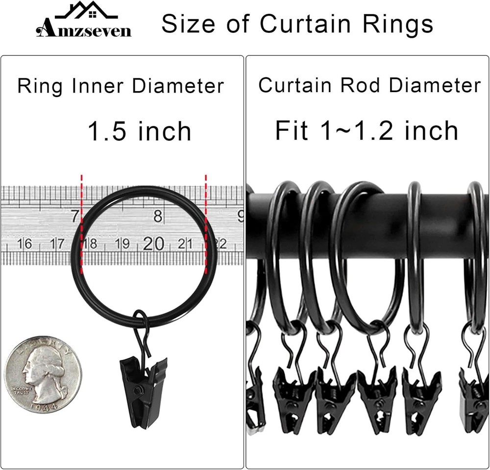 Durable Vintage Black Curtain Hooks - 100 Pack