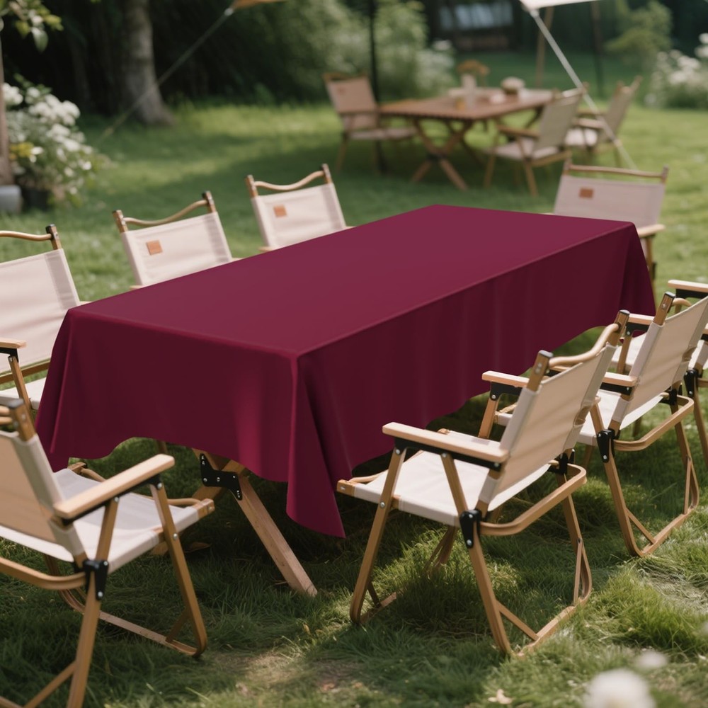 Plastic Tablecloth 54" x 108"Disposable Tablecloth Rectangle 8 Pack Burgundy