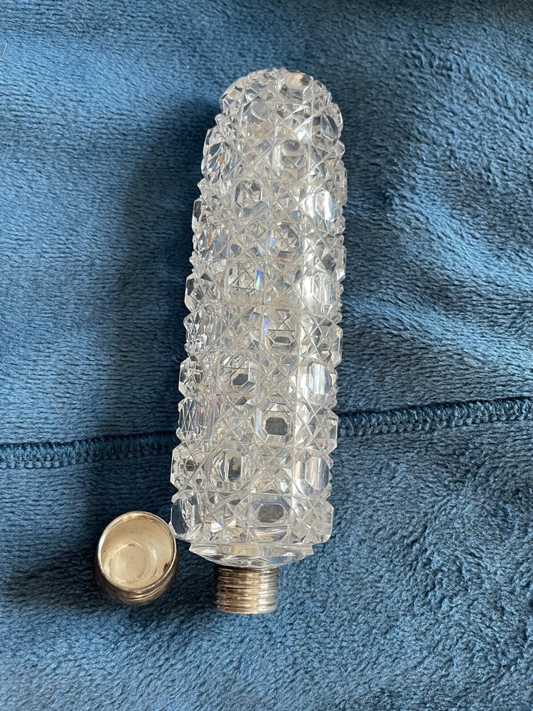 Beautiful Antique Cut Glass Sterling Perfume Bottle