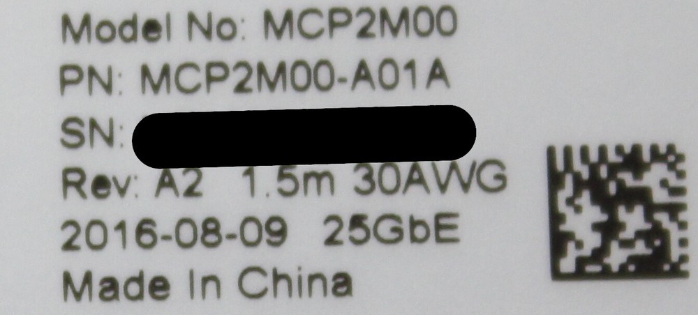 Mellanox MCP2M00-A01A 25G SFP28 Passive Direct Attach Copper Twinax Cable
