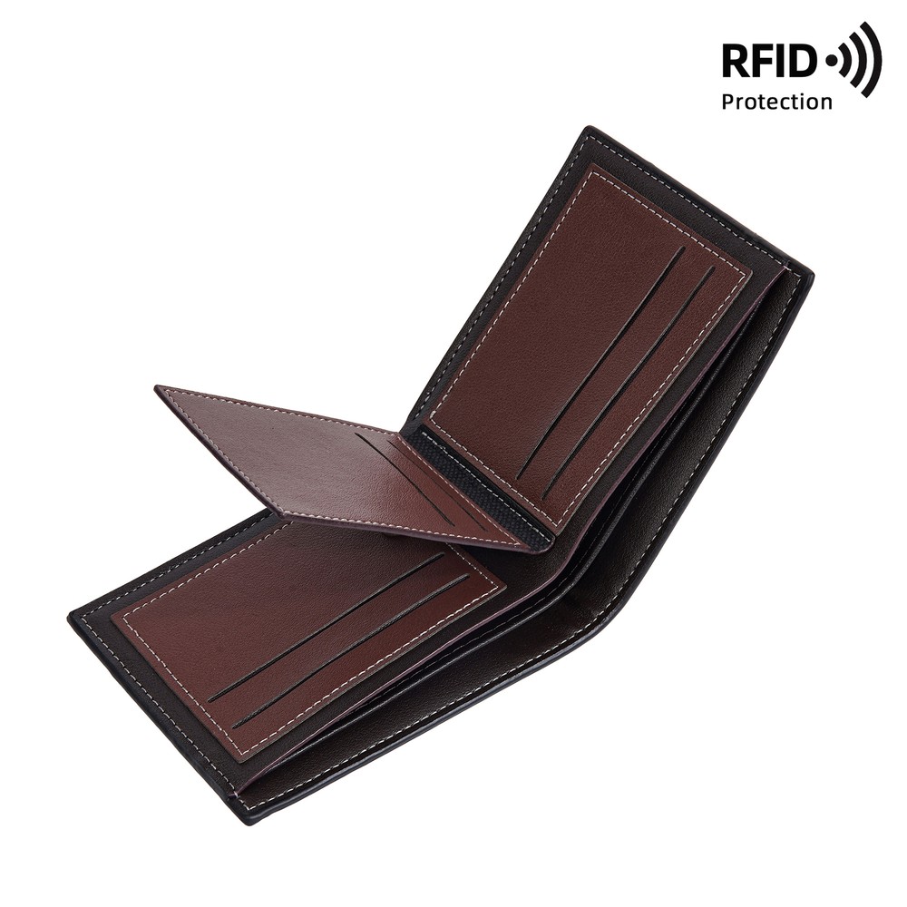 Mens Slim Bifold Wallet RFID Blocking Minimalist Front Pocket Wallets for Men