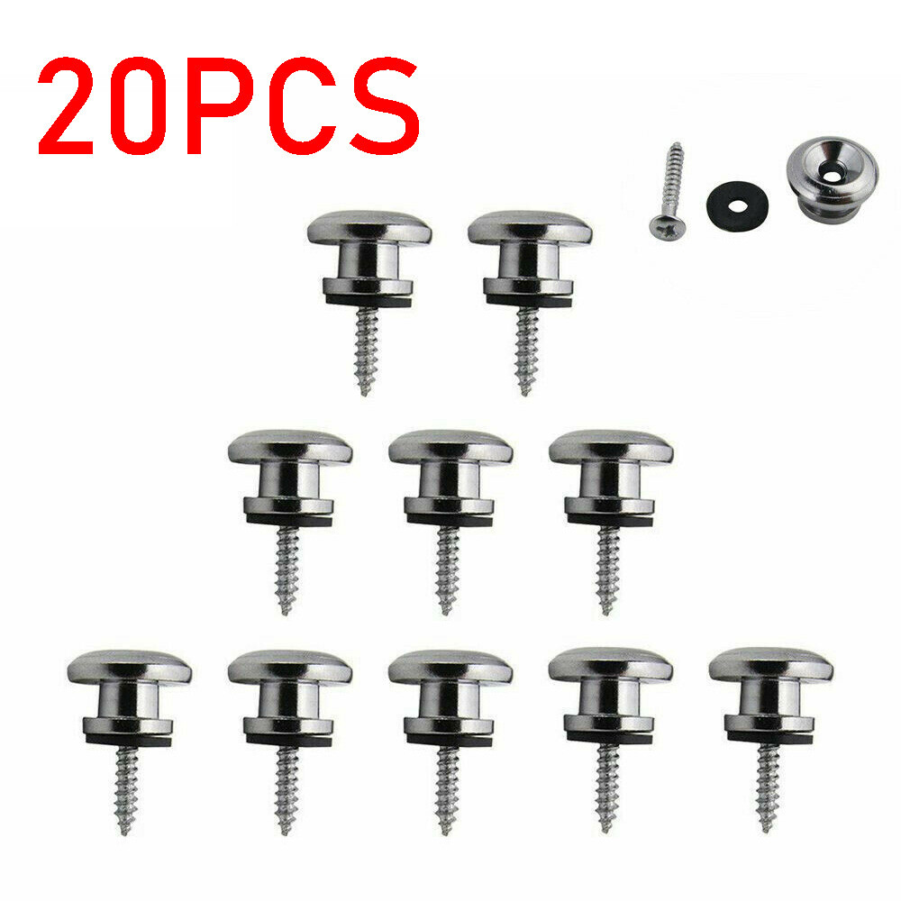 20PCS Chrome Guitar Strap Buttons Strap Locks Mushrooms Head End Pins USAAA