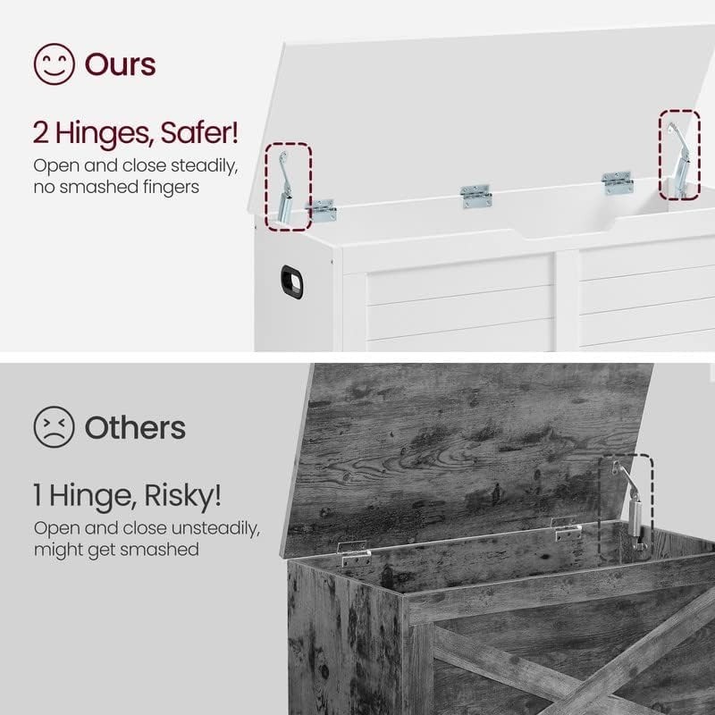 Storage Chest, Storage Bench with 2 Safety Hinges,