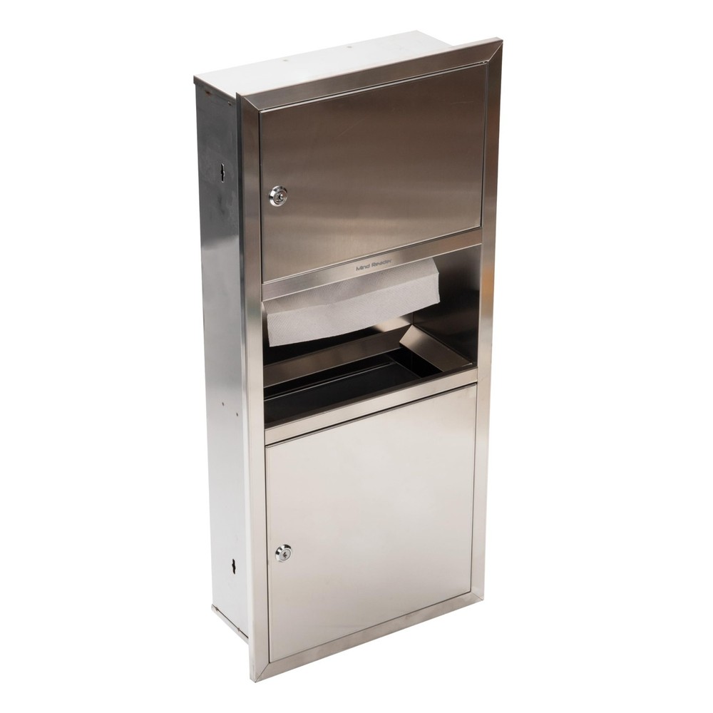 Mind Reader Wall-Mount Paper Towel Dispenser & Trash Can Stainless Steel