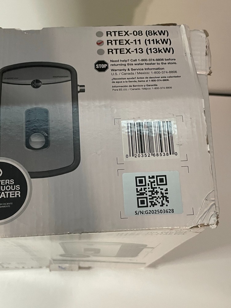Rheem RTEX-11 11kW 240V Electric Tankless Water Heater