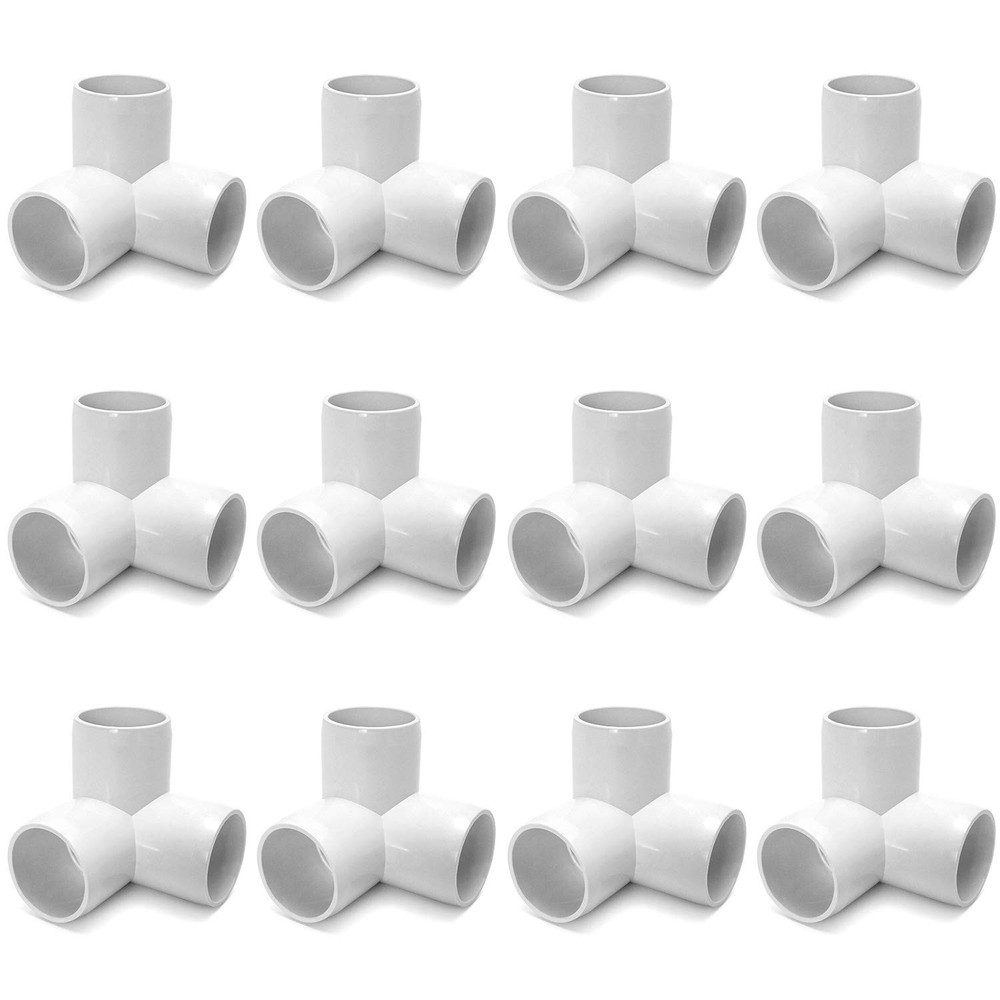QWORK 3 Way 1/2" Tee PVC Fitting Elbow,12Pack 1/2 Inch, 3