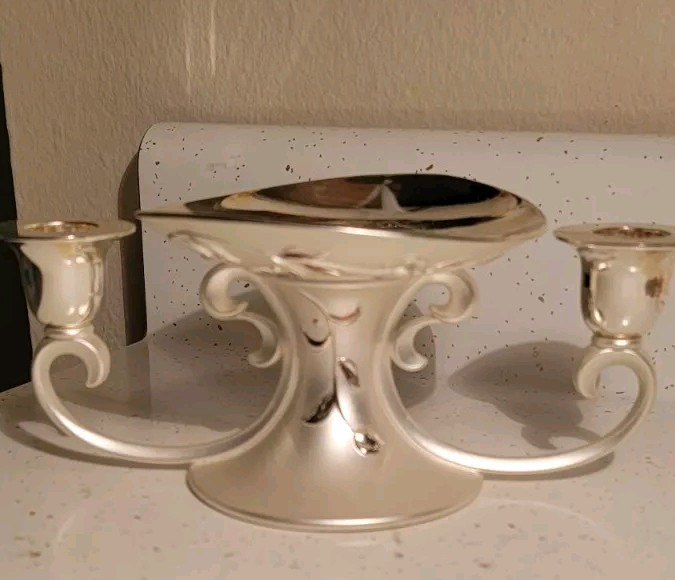 LENOX SILVER-PLATED CANDLESTICK CANDELABRA FOR 3 CANDLES 2 SIZES EUC 8.5x3.5