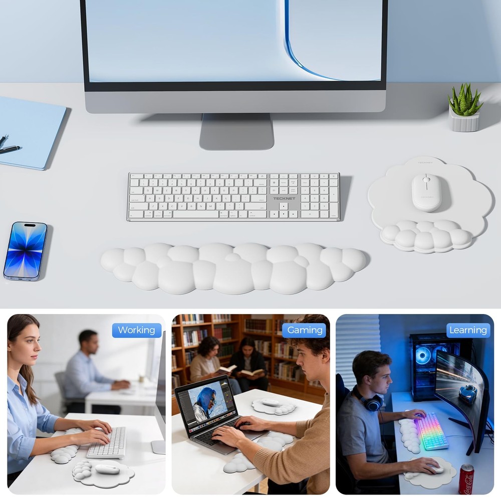 Cloud Mouse Pad with Wrist Rest, Ergonomic Cloud Wrist Rest with Non-Slip Bas...