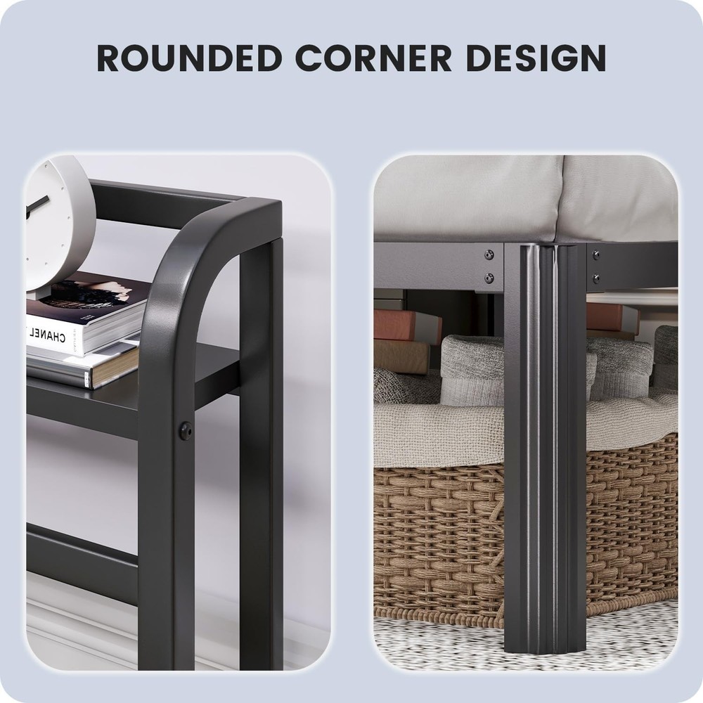 Full Size Bed Frame - Storage Headboard with Charging Station, 14 Inch Sturdy...
