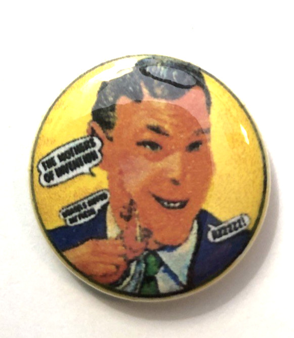 VTG Frank Zippa Singer Button Pin, made in UK 3/4"