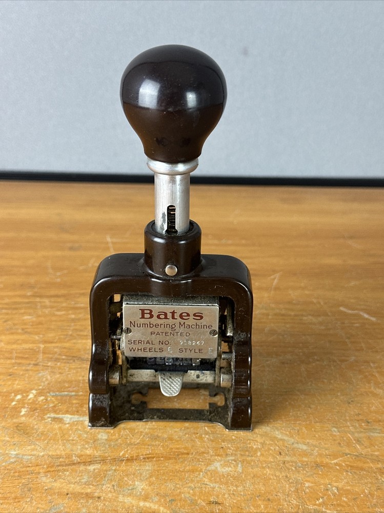 Vintage Bates Numbering Machine 6 Wheels Style E automatic Numerical Stamper