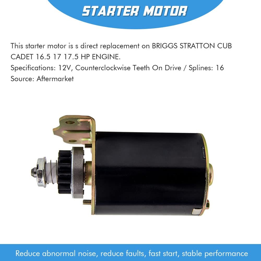 Starter Motor Replacement 16 Teeth Compatible with Briggs and Stratton...
