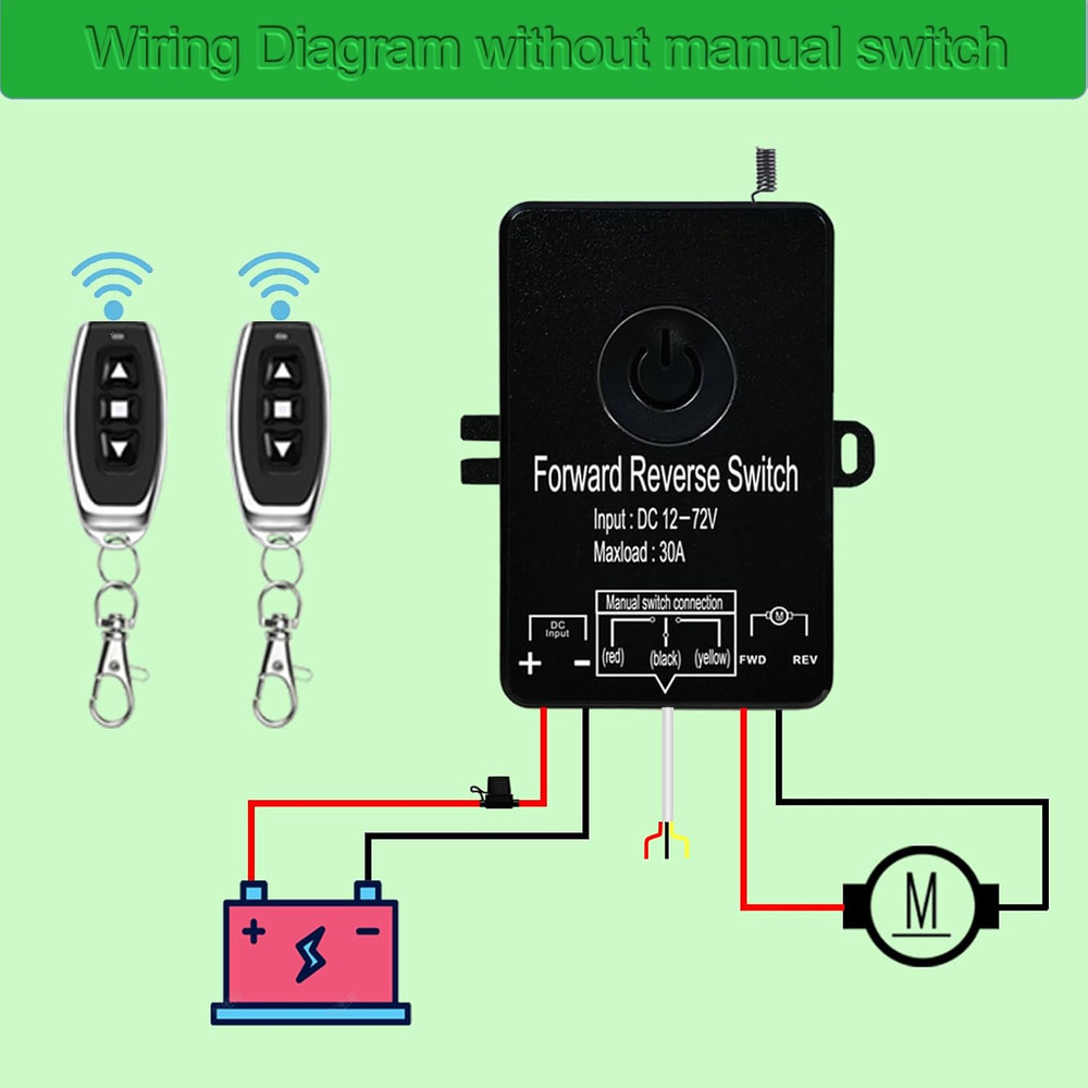 Waterproof Wireless Remote Forward Reverse Switch DC12V to 72V/30A-Linear Actuat