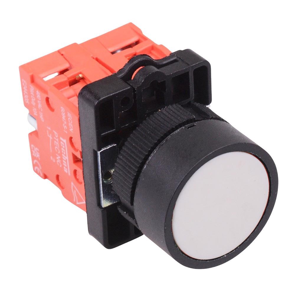 Techna PtecPNWhite White Flush Push Button Switch 10A 2NC