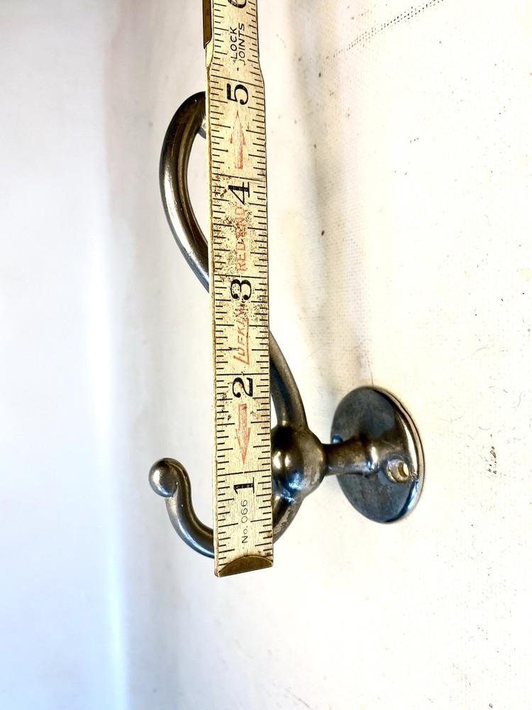ANTIQUE LARGE NICKEL OVER BRASS ROBE HOOK