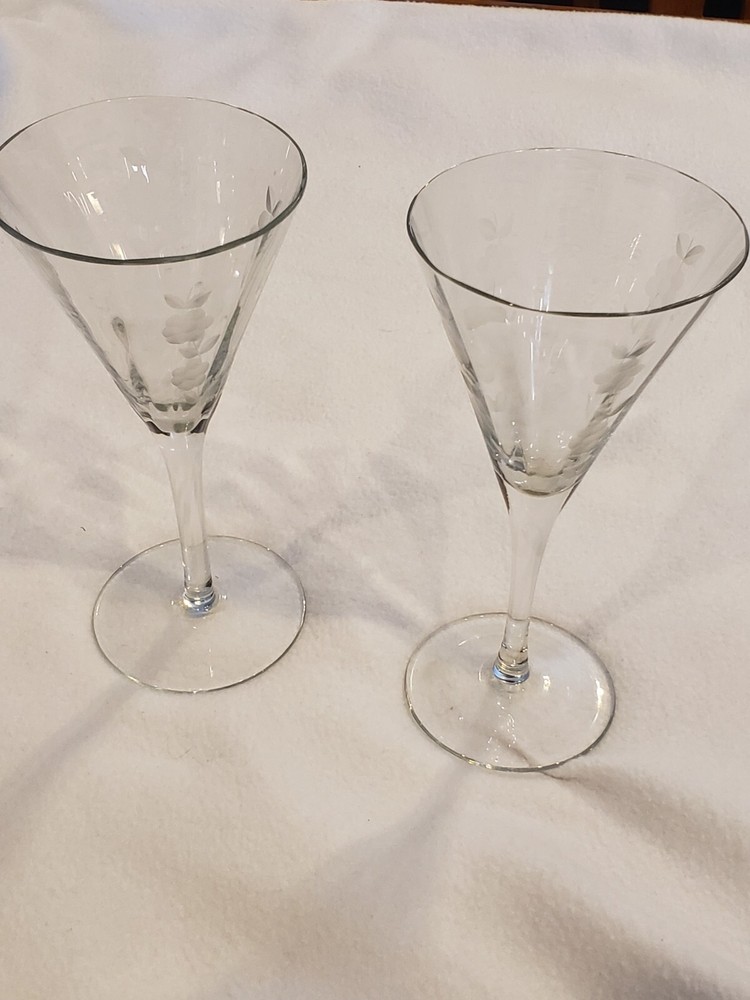 Two Vintage Champagne Wine Style Glasses
