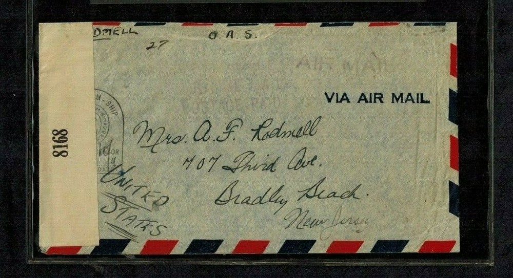 Bermuda WWII Numbered Naval Censor Cover #8168 Normal Type 6e