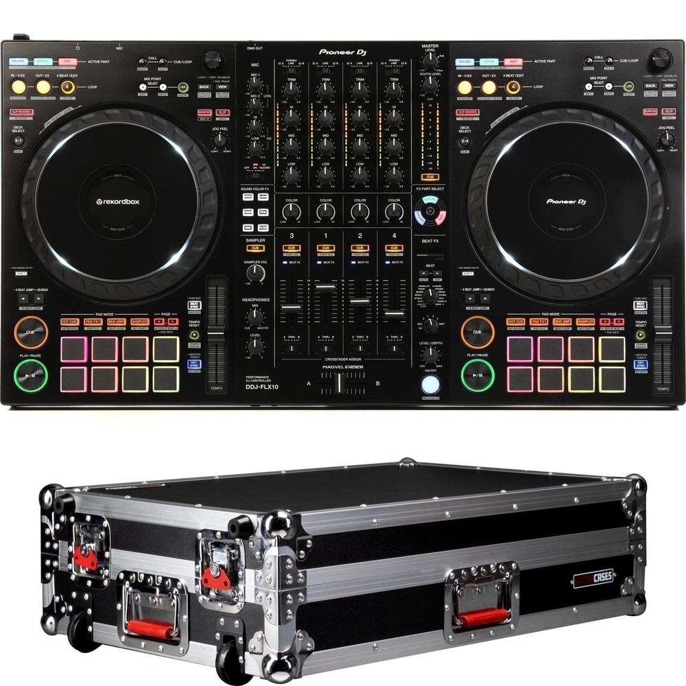 Pioneer DJ DDJ-FLX10 4-deck DJ Controller with Flight Case