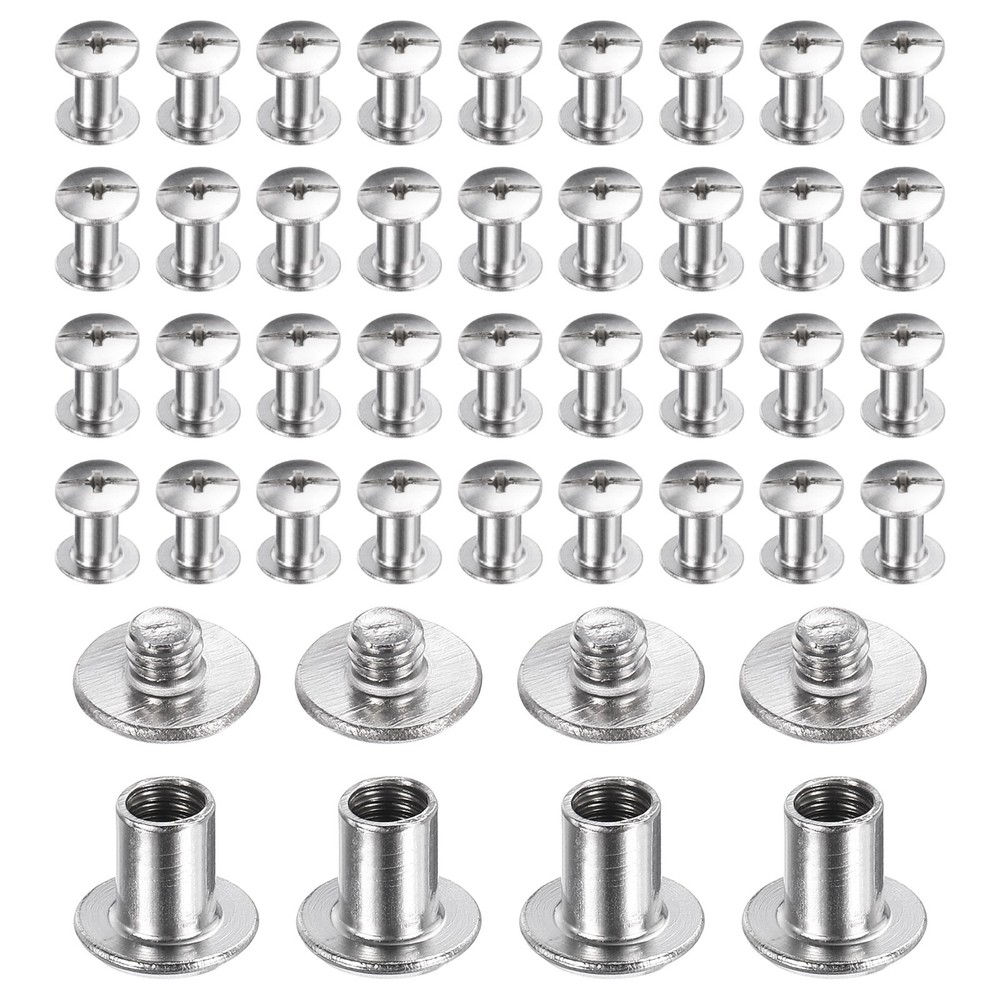 40set Phillips Chicago Screw M4x7mm Binding Post Screw, Silver