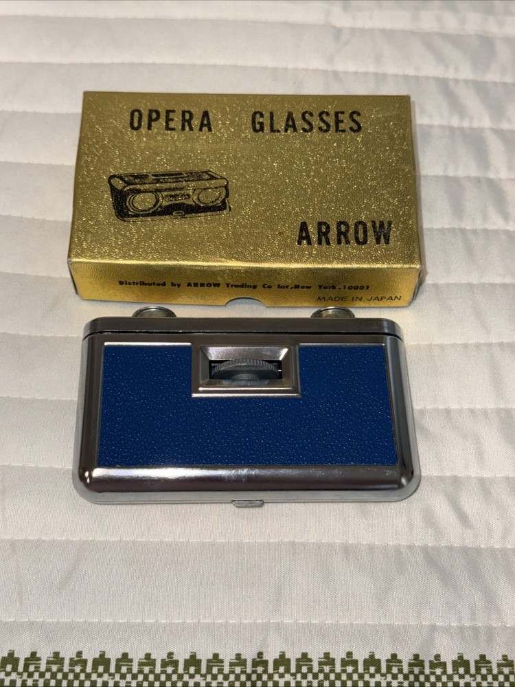 Vintage Chronex Glasses BLUE & Chrome Folding Binoculars W/ Original Box