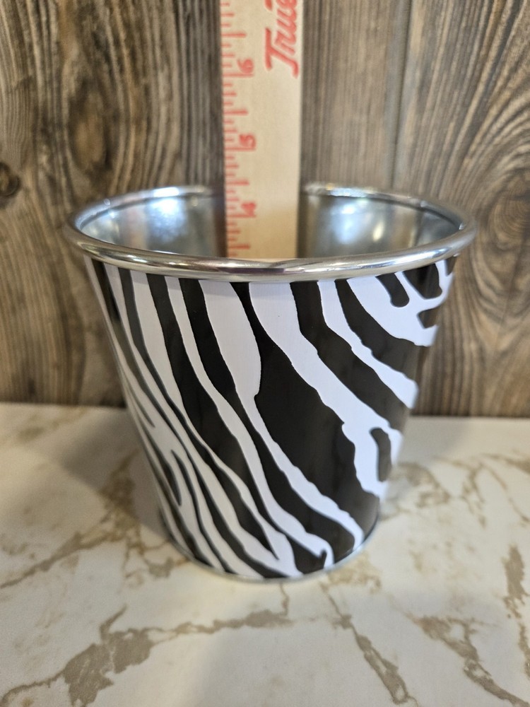 Zebra Print Container Planter Bathroom Bedroom Decor