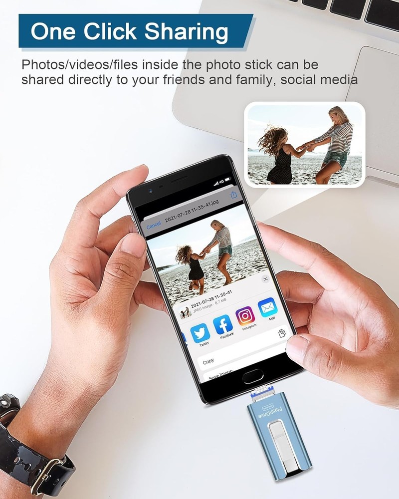 256GB High-Speed USB Flash Drive - Secure Photo Storage for iPhone & Android