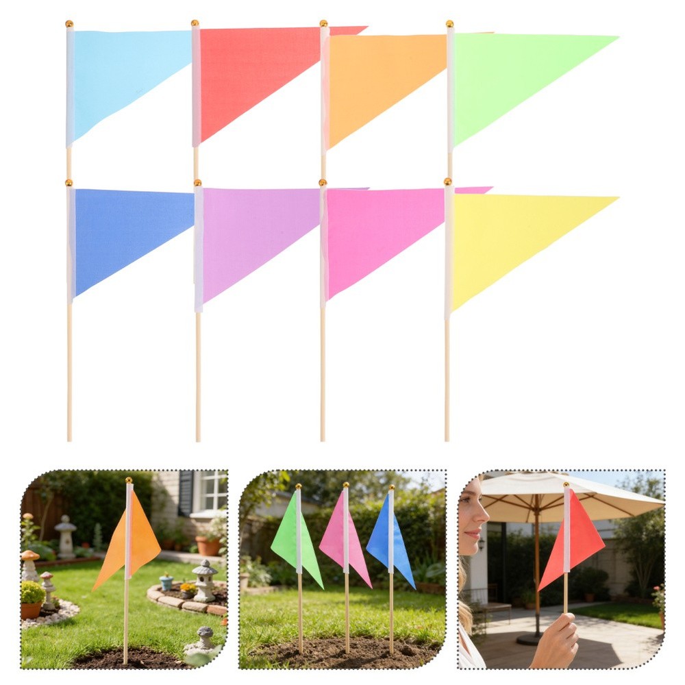 16PCS Marking Flags, Triangular Yard Flags for Lawn & Irrigation & Landscape &