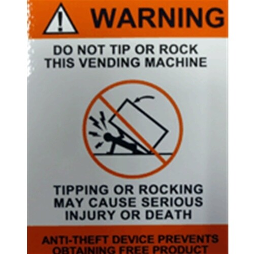 Vending Machine Anti-Theft Warning Device Decal- Do Not Tip