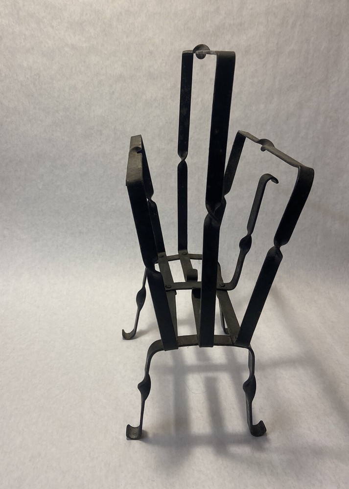Vintage Rustic Black Wrought Iron Magazine Rack