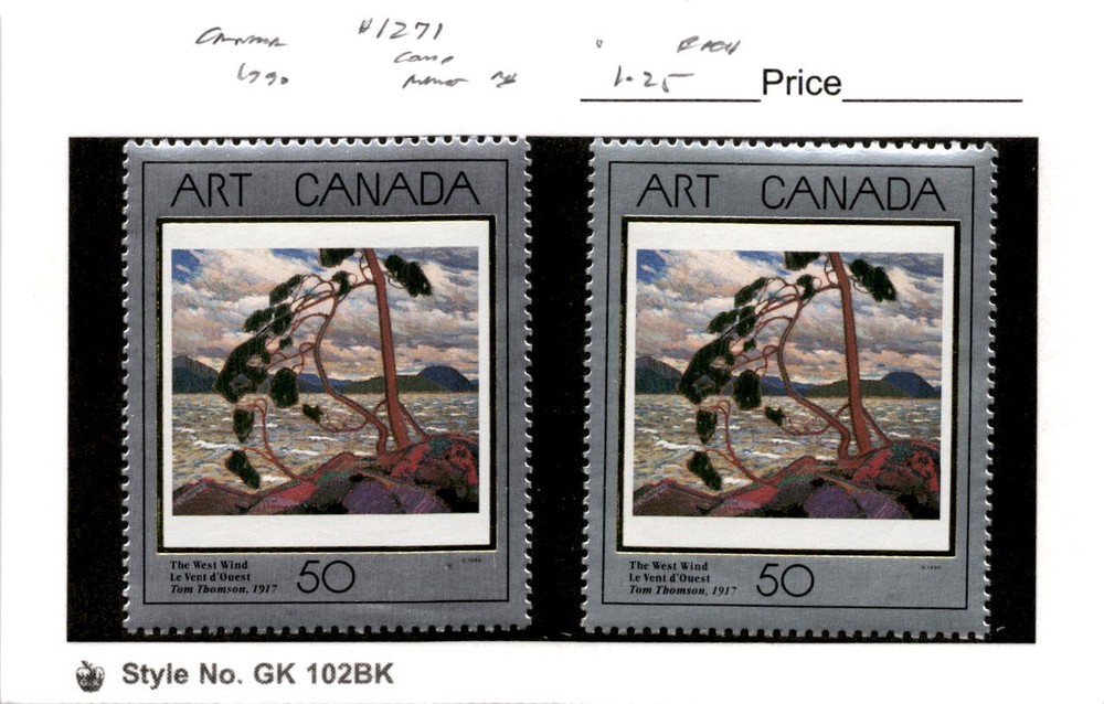 Canada, Postage Stamp, #1271 (2 Ea) Mint NH, 1990 Art, Tom Thomson (AE)